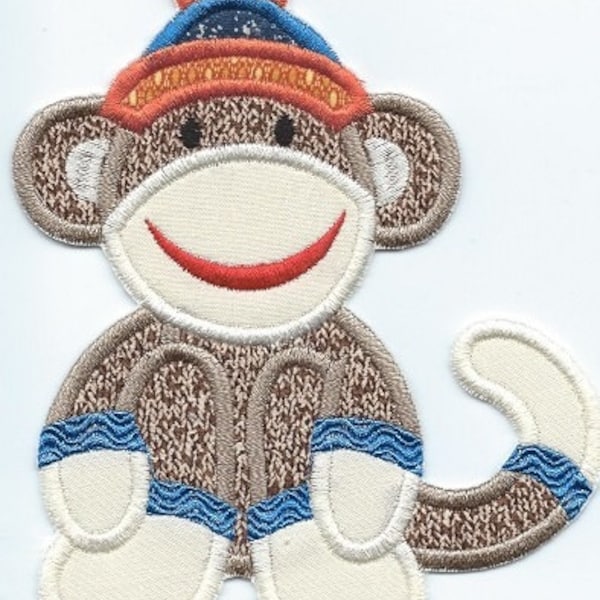 Sock Monkey Sitting Patch Iron-on newest design 5x6 inch-481-1