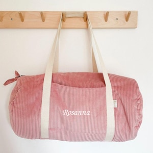 Sac week-end velours rose personnalisé