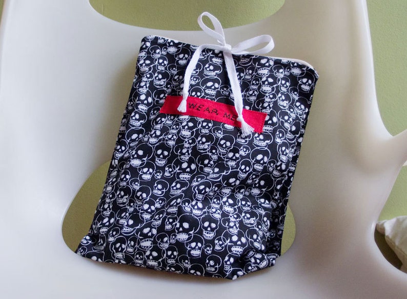 Travel Underwear Bag Skull Printed Cotton Etsy