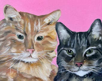 14x14 inch Custom Pet Portrait Oil Painting. (1 or 2 pets)