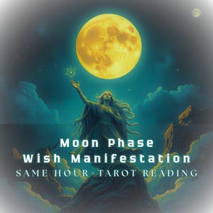 Lectura de Tarot con Fases Lunares y Manifestación de Deseos a la Misma Hora, Mensaje Psíquico Intuitivo Espiritual, Lectura Personalizada de 5 Cartas, Tarot Personalizado