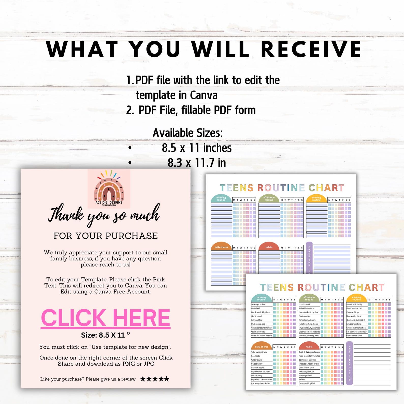 Editable Teens Routine Chart, Teens Chore Chart, Daily Checklist for ...