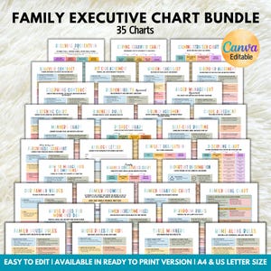 以下が含まれることがあります： いじめ防止、行動契約、怒りの管理など、35種類のファミリーエグゼクティブチャートのバンドル。チャートはカラフルで、A4およびUSレターサイズでの簡単な編集と印刷用に設計されています。Canvaのロゴが表示されています。