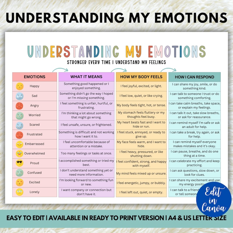 Emotion Chart Craft Education Emotion Poster - Etsy UK
