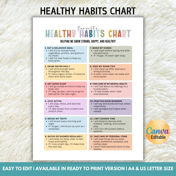 Healthy Routine Picture Sort Healthy Habits Poster - Etsy