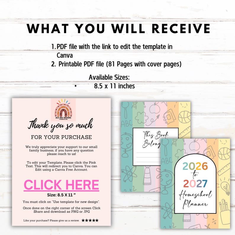 Editable Homeschool Planner 2026-2027, Printable Teacher Homeschool ...