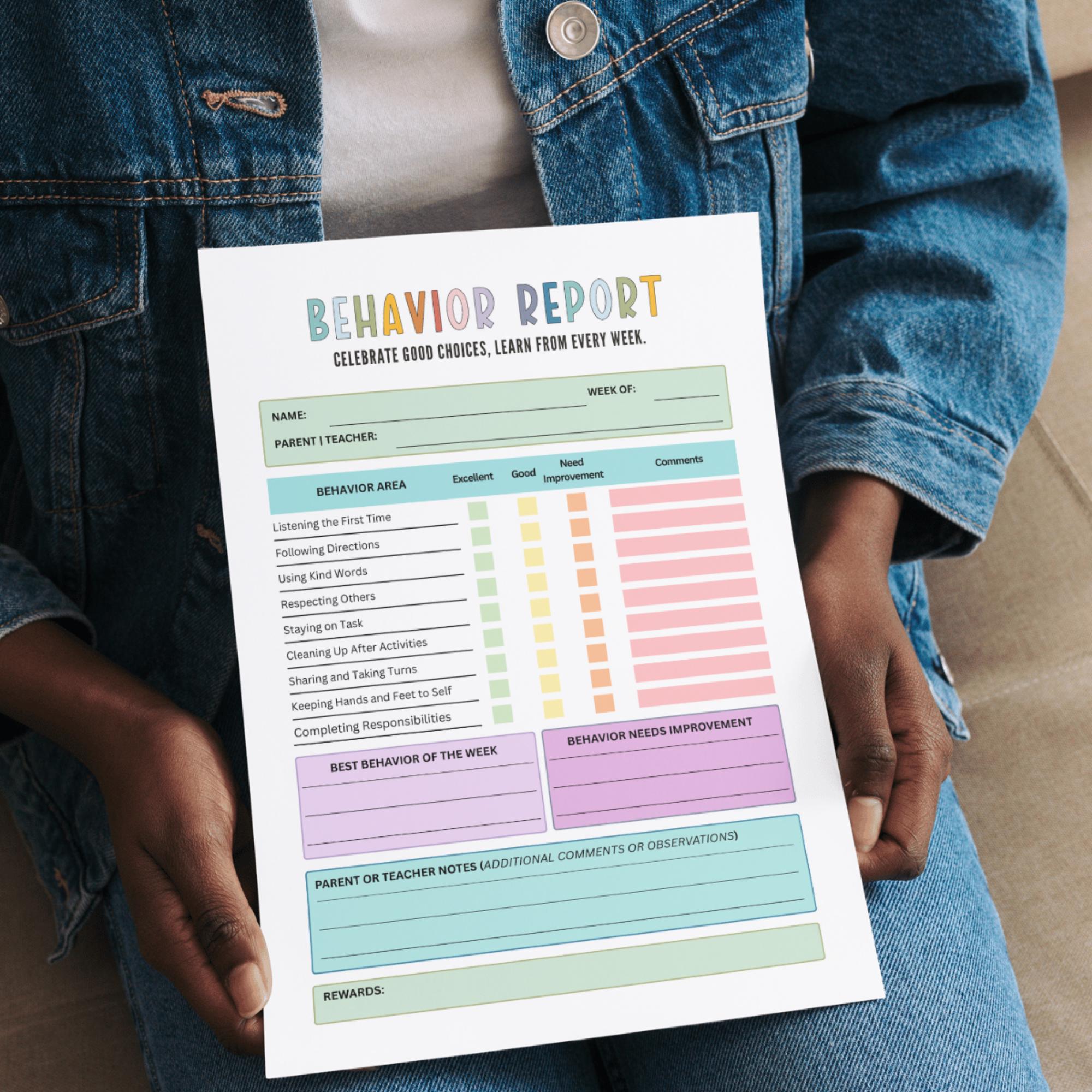 Behavior Reporting Chart Behavior Report Chart, Behavior Tracker, Behavior Reflection Sheet ...