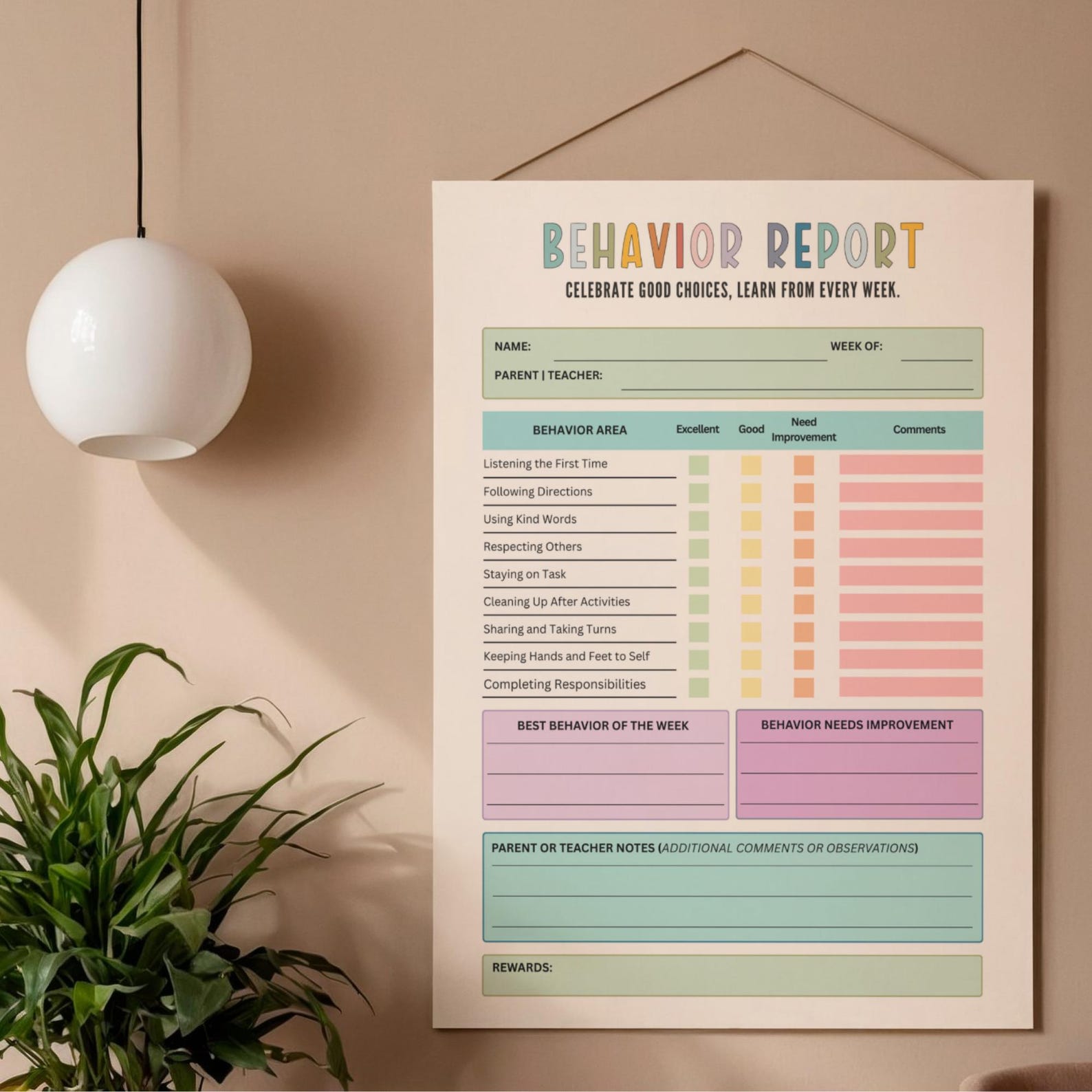 Behavior Reporting Chart Behavior Report Chart, Behavior Tracker, Behavior Reflection Sheet ...