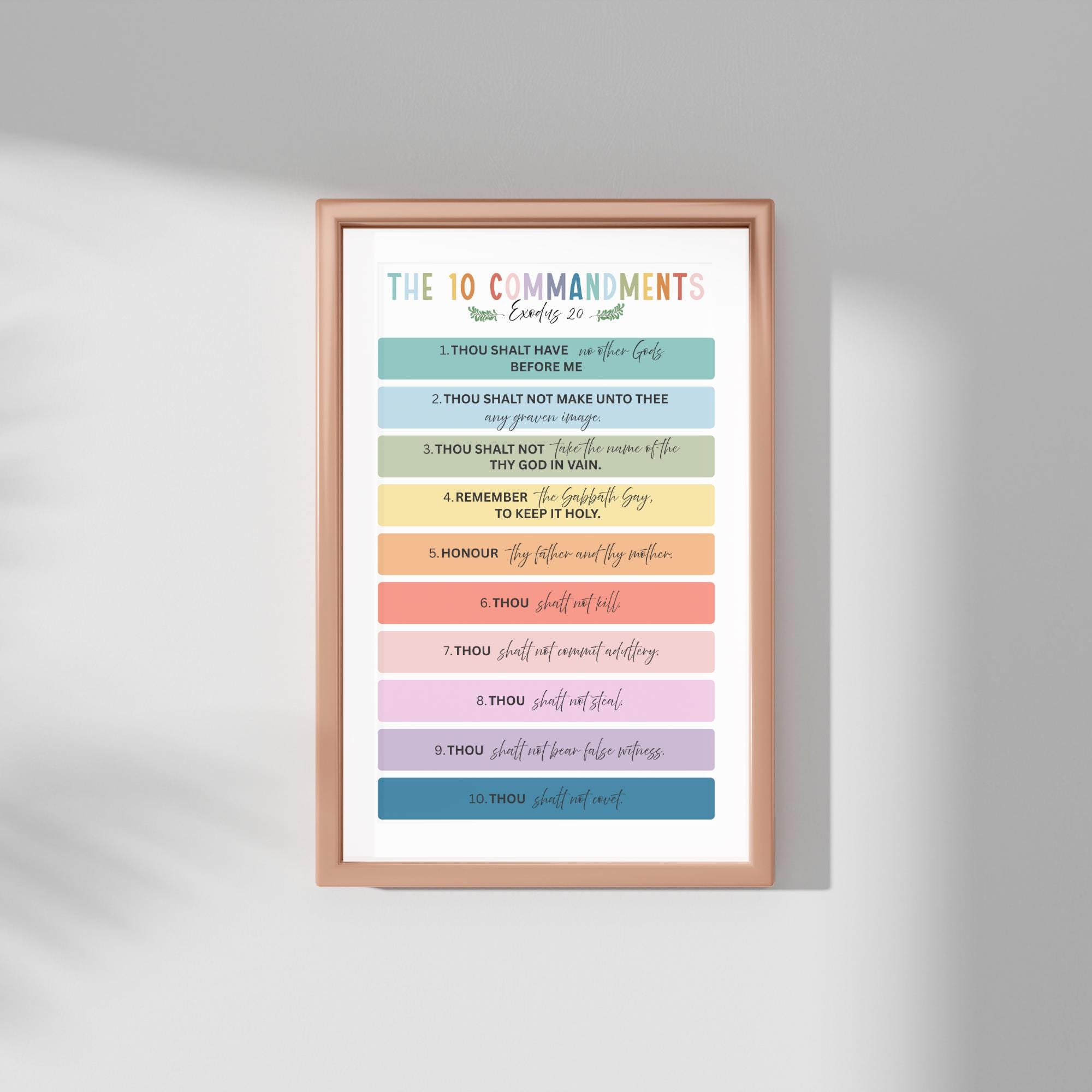 Printable the 10 Commandments Poster, Classroom Decoration, Christian ...