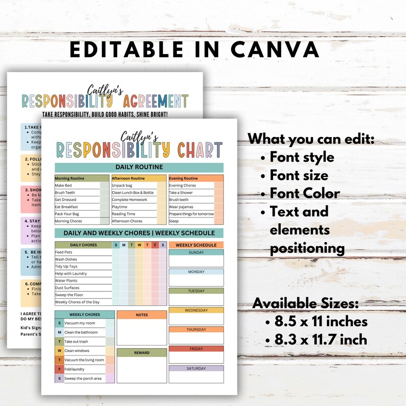 Kids Responsibility Chart, Responsibility Contract, Kids Routine, Kids ...