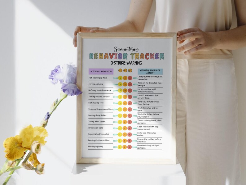 Editable 3-strike Behavior Chart, Kids Behavior Consequence Chart ...