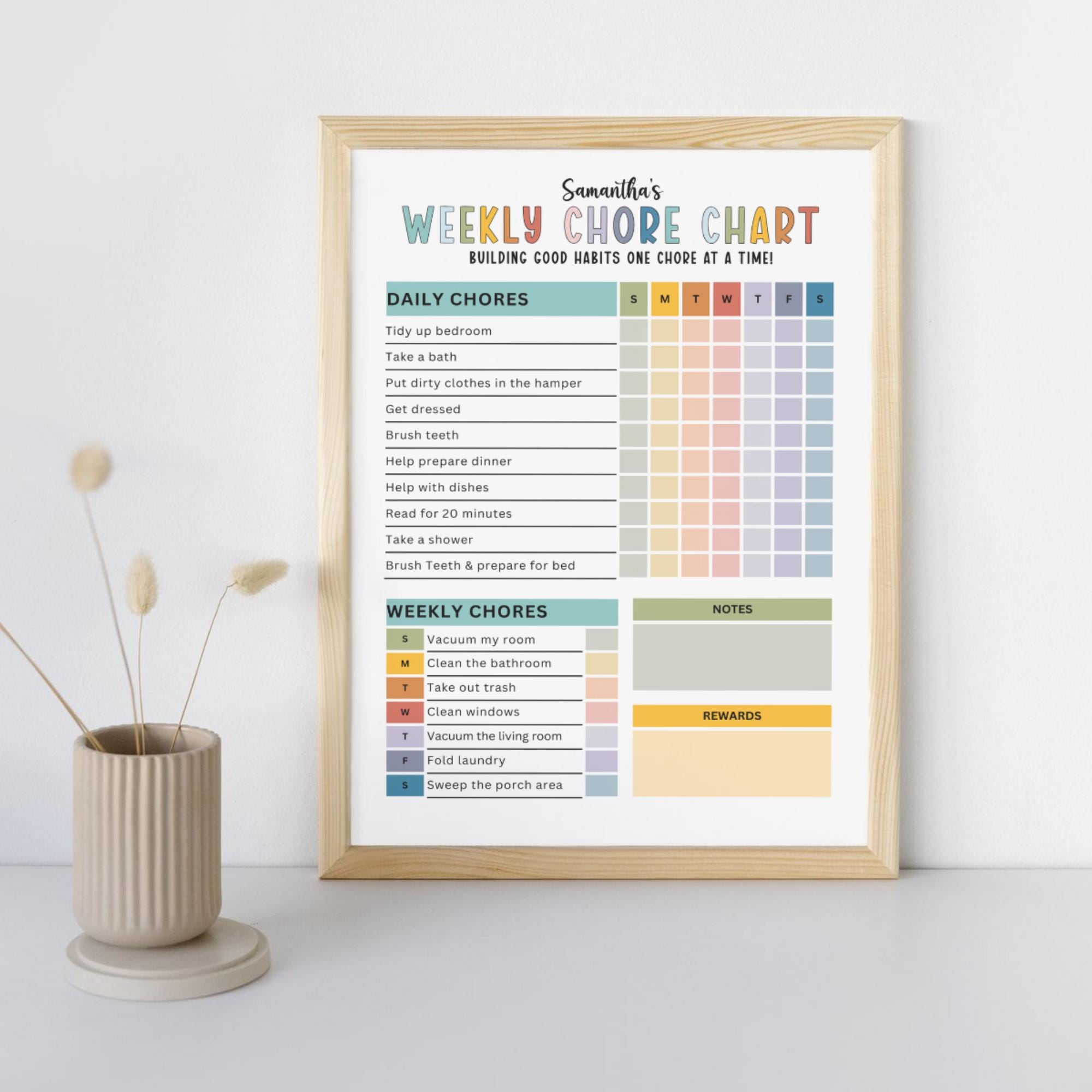 Editable Kids Daily Checklist Chart, Kids Routine Chart, Responsibility ...