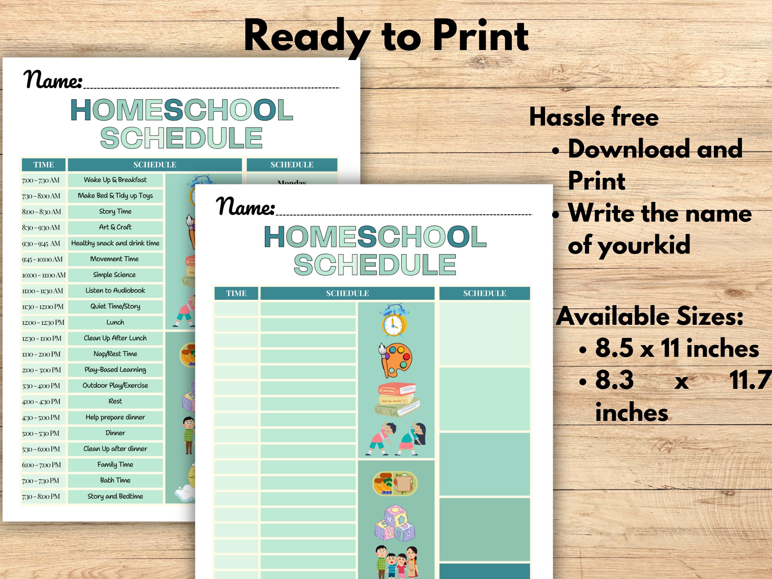 Kids Homeschool Schedule: Time Block Planner (canva Editable, PDF) - Etsy
