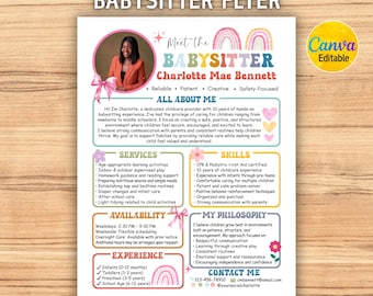 Folleto editable para niñeras, currículum de servicios de cuidado infantil, currículum de niñera, folleto para cuidadores comunitarios, folleto de guardería, formulario de guardería, folleto de niñera