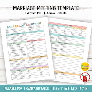 Editable Weekly Marriage Meeting Template, Couple Check-in Meeting, Relationship Check-in, Partners Communication, Canva Template