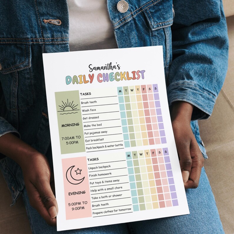 Kids Daily Checklist, Kids Daily Schedule, Daily Routine, Kids Planner ...