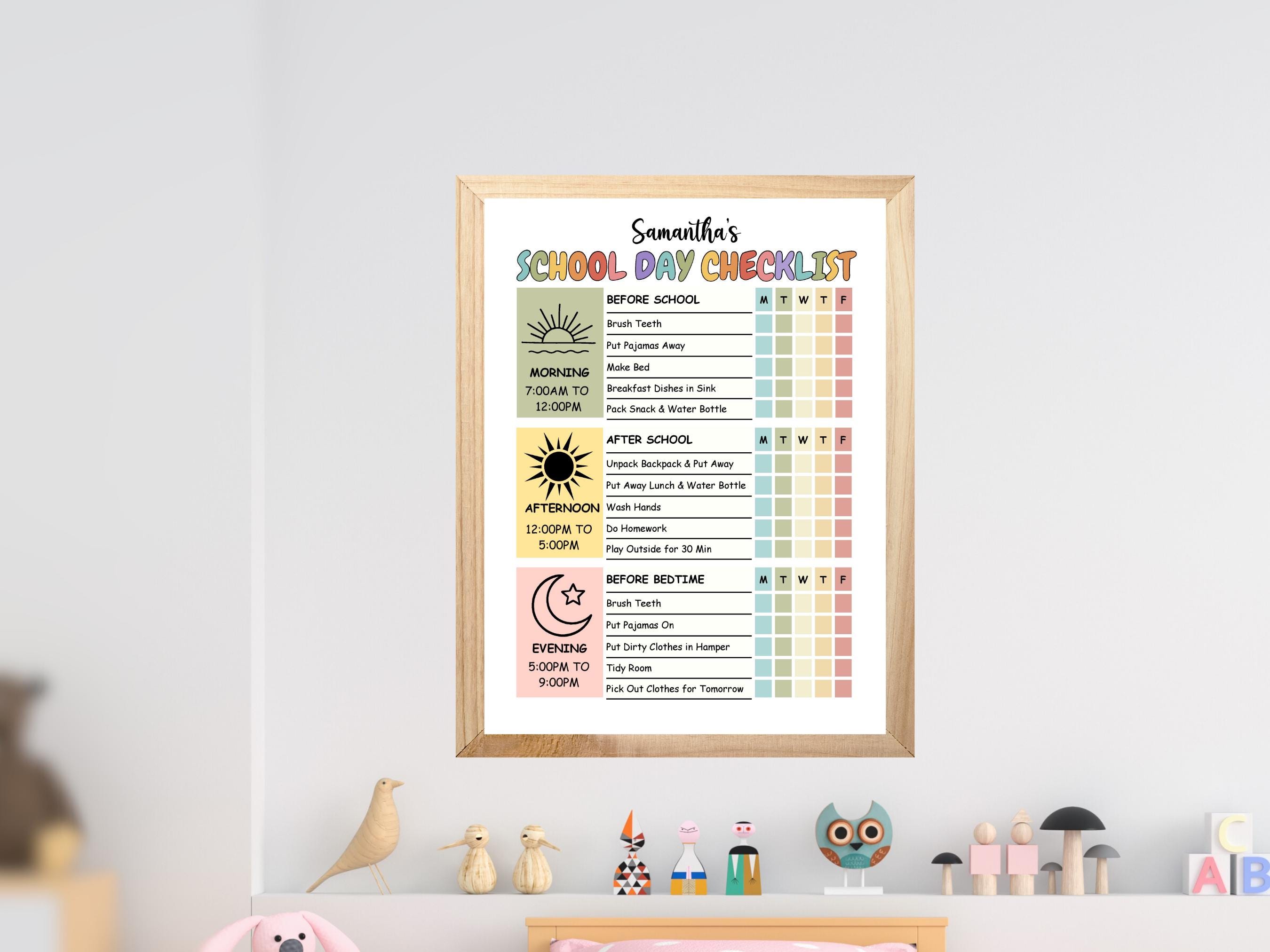 Kids School Day Routine Chart: Editable Checklist (digital Download) - Etsy