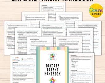 Plantilla editable de manual para padres de guardería, políticas y procedimientos de cuidado infantil, kit de inicio para guardería en casa, contrato de guardería en casa, formularios de guardería