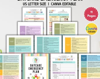 Daycare Emergency Planner, Childcare Emergency Plan, Emergency Plan of Action, Emergency Plan Evacuation, Emergency Preparedness, Editable