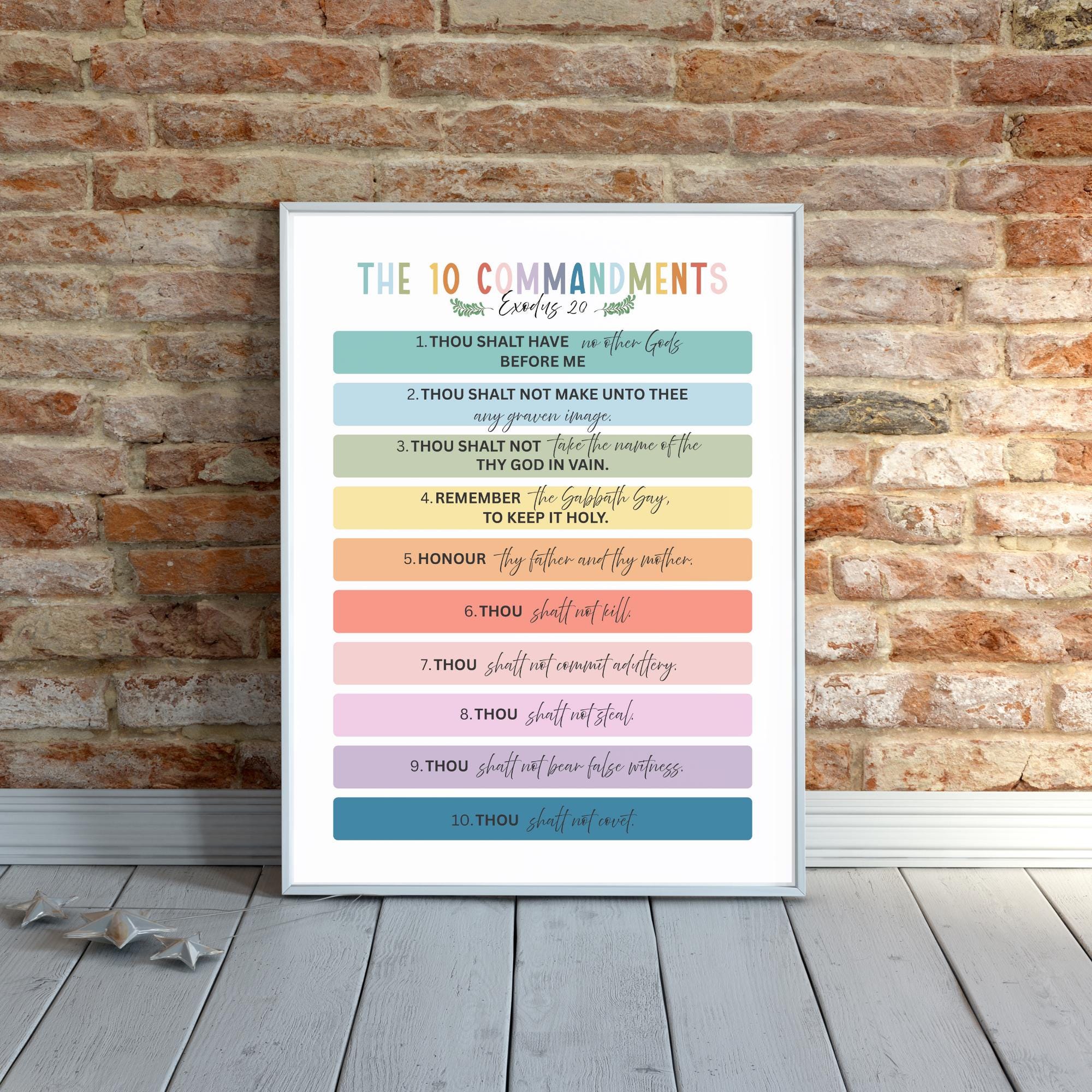 Printable the 10 Commandments Poster, Classroom Decoration, Christian ...