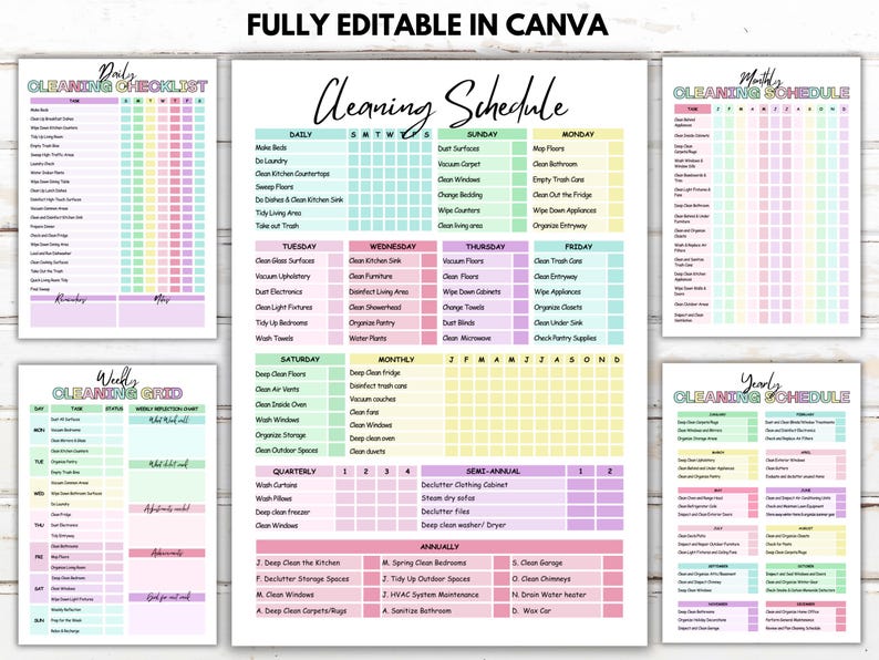 Photo inspiration: Gallery Detail: Editable Cleaning Schedule Bundle Cleaning Schedule Cleaning