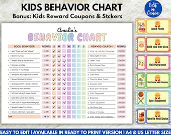 Good Behavior Reward Chart, Reward Chart for Kids, Reward Coupon, Reward System, Behavior Tracker, Behavior Management, Kids Reward System