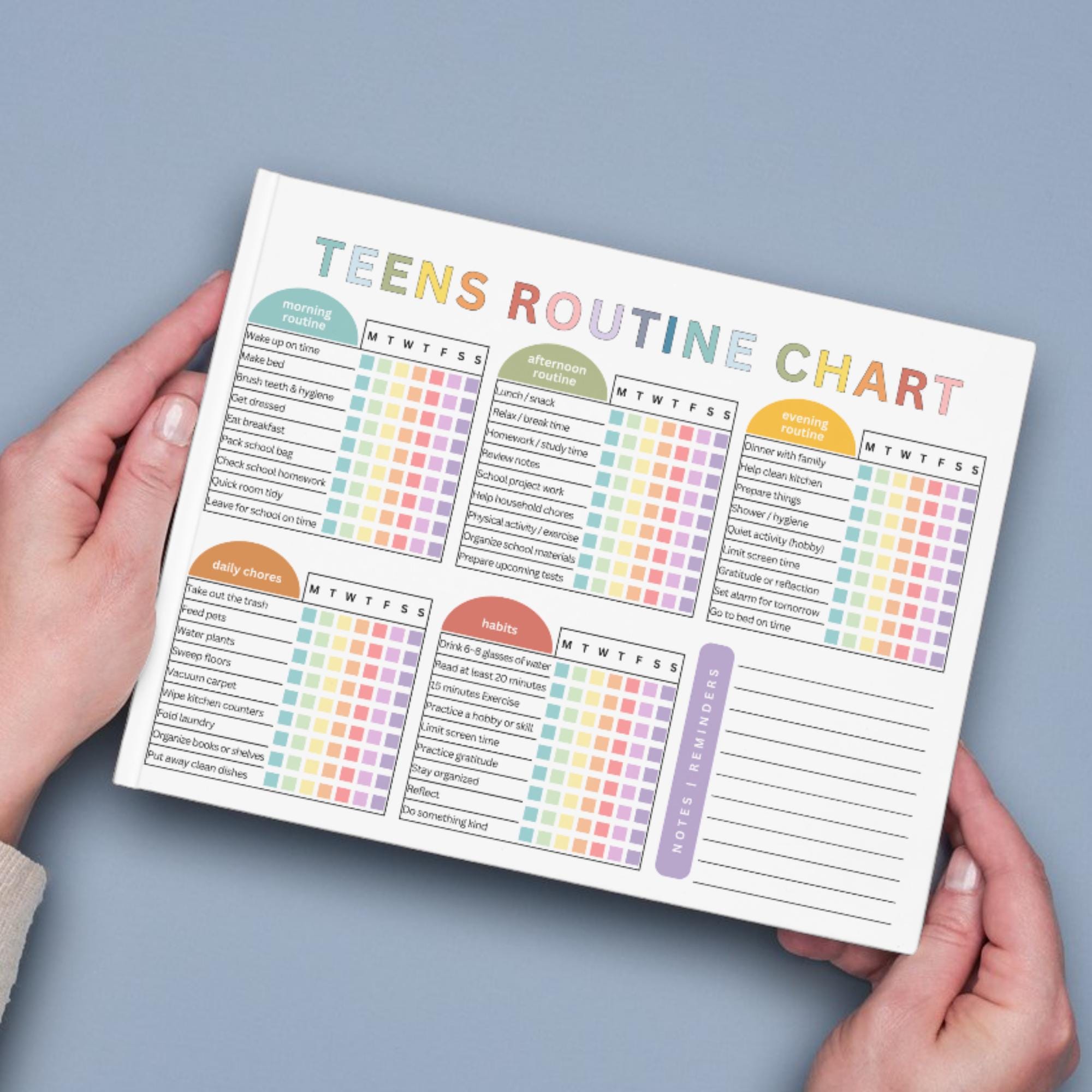 Editable Teens Routine Chart, Teens Chore Chart, Daily Checklist for ...