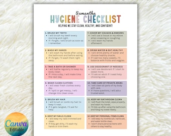 Kids Hygiene Checklist, Hygiene Chart for Kids, Kids Personal Care Chart, Daily Hygiene Routine Poster, Hygiene Reminders, Hygiene List