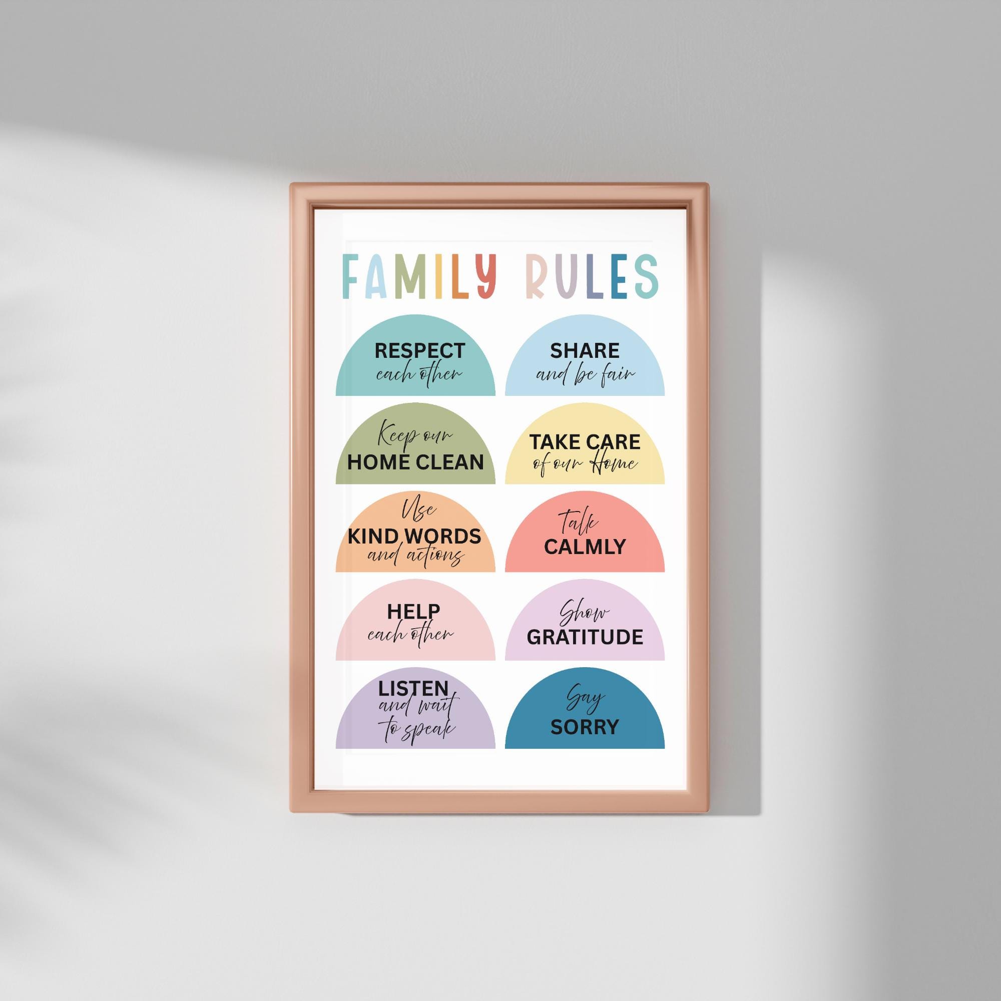 Printable House Rules Poster, Family House Rules Wall Art for Kids ...
