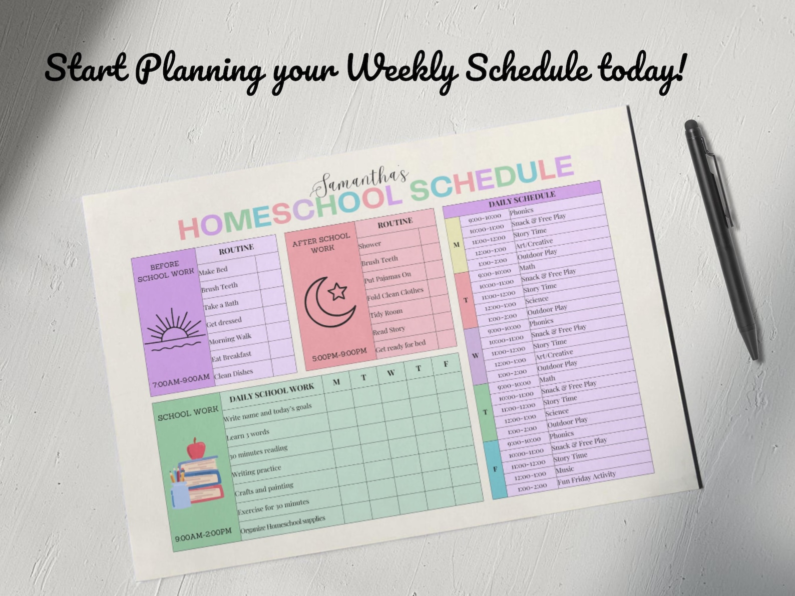 Homeschool Schedule, Homeschool Planner for Kids, Homeschool Checklist ...