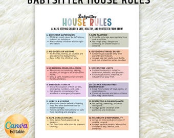 Normas de la casa para niñeras (editables), Contrato de cuidado infantil, Contrato de niñera, Contrato de niñera familiar, Normas de cuidado infantil, Directrices de seguridad infantil