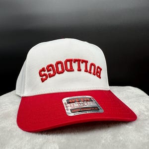 Bulldogs Hat | Embroidered Trucker Hat | Red & White Snapback | Game Day Cap | College Team Gift | Adjustable Unisex Cap