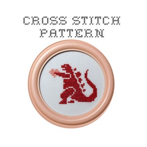 DIY Godzilla with a Heart .pdf Original Cross Stitch Pattern Instant Download image 1