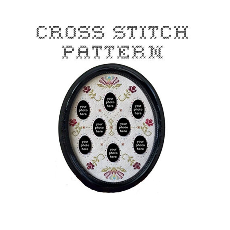 DIY Eight Photo Border Design .pdf Original Cross Stitch Pattern Instant Download image 1