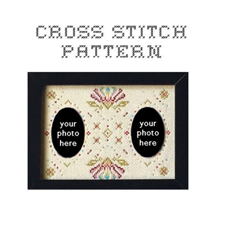 DIY Double Photo Border Design .pdf Original Cross Stitch Pattern Instant Download image 1