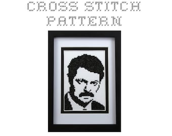 DIY Ron Swanson - .pdf Original Cross Stitch Pattern - Instant Download