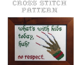 DIY Freddy Krueger Quote  - .pdf Original Cross Stitch Pattern - Instant Download