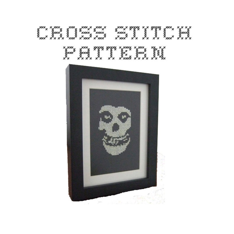 DIY Crimson Ghost Misfits Logo Inspired .pdf Original Cross Stitch Pattern Instant Download image 1