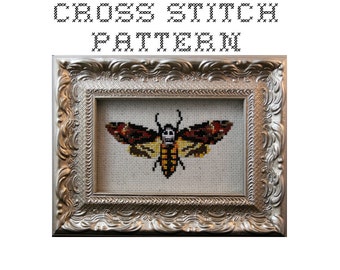 DIY  Death&#39;s Head Moth - .pdf Original Cross Stitch Pattern - Instant Download
