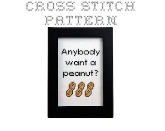 DIY Anybody want a peanut -  .pdf Original Cross Stitch Pattern - Instant Download