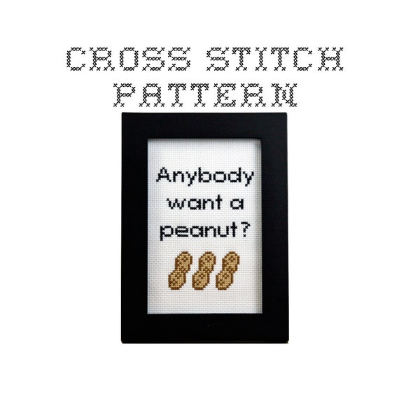 DIY Anybody want a peanut -  .pdf Original Cross Stitch Pattern - Instant Download