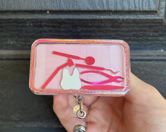 Dental Tray Wisdom Tooth Badge Reel - Dental Badge Reel -  Dry Shaker Badge Reel - Dental Hygienist - Orthodontists - Dental Badge Reel