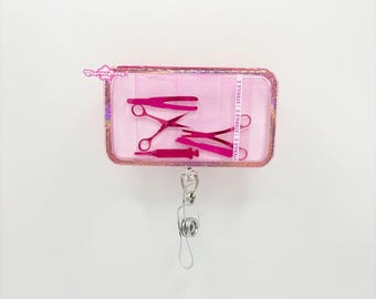 Sterile Mayo Badge Reel - Pink OR Badge Reel - Shaker Badge Reel - Scrub Tech - OR Nurse - Dry Shaker Badge Reel - Nurse Gift - OR