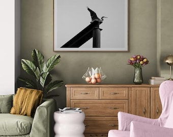 Impresión de pared de garza industrial