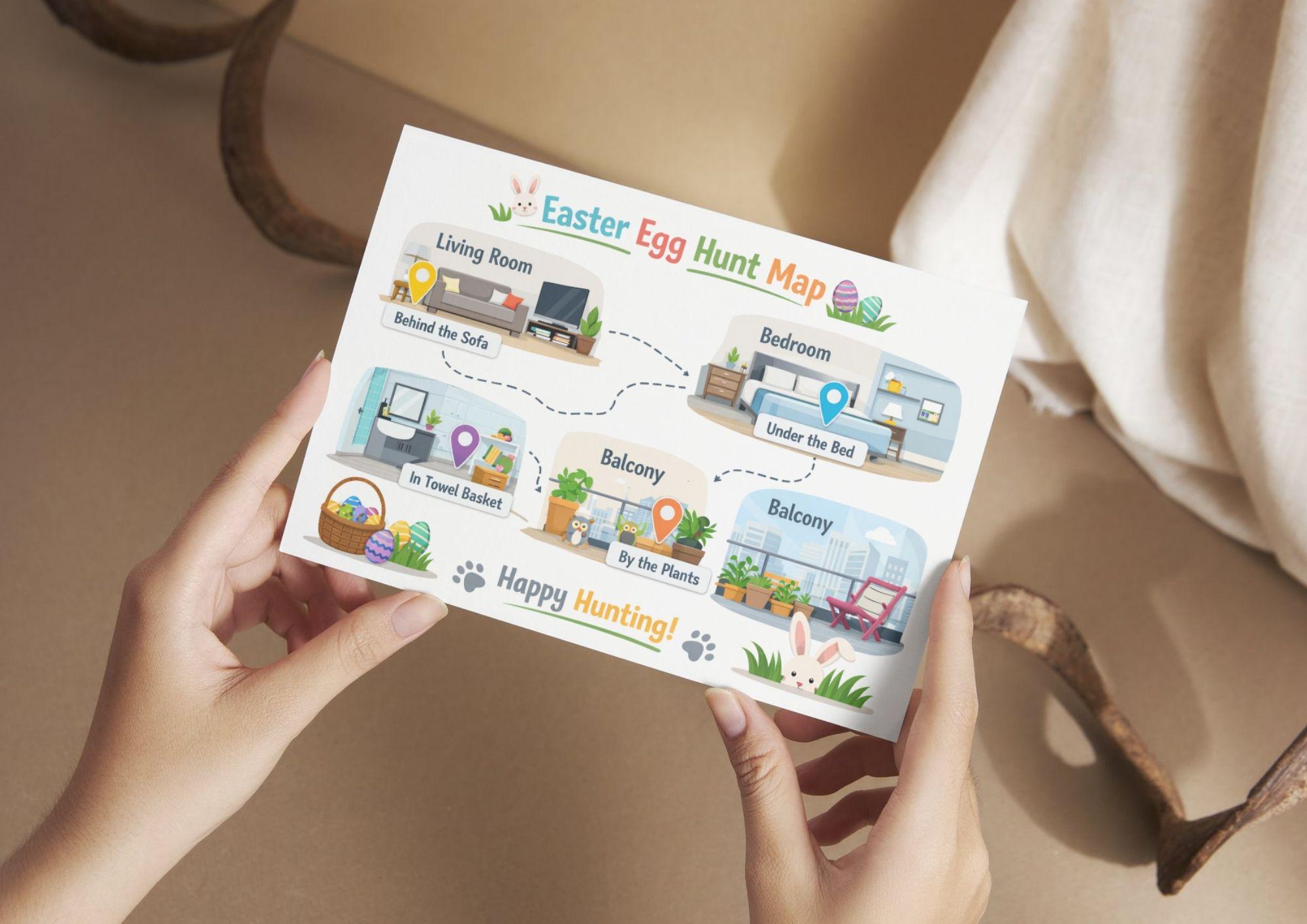 Easter Egg Hunt Map Indoor, Easter Treasure Hunt, Treasure Map for Kids ...