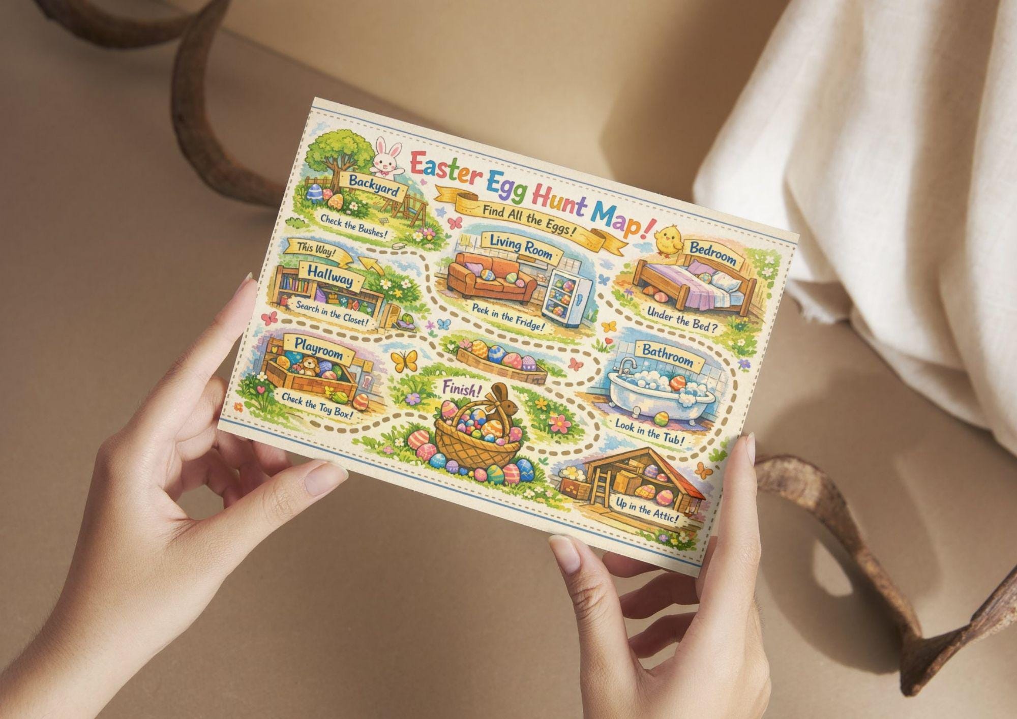 Easter Egg Hunt Map, Easter Treasure Hunt, Treasure Map for Kids ...