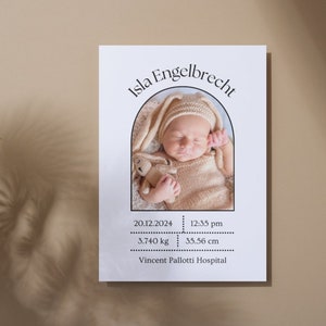 Editable Birth Announcement, Baby announcement template, pregnancy, baby birth card template, Newborn announcement