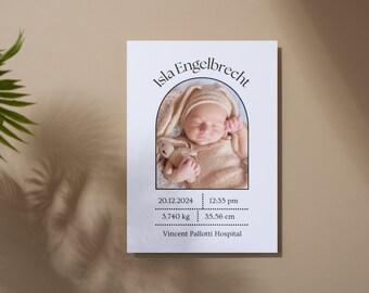 Editable Birth Announcement, Baby announcement template, pregnancy, baby birth card template, Newborn announcement
