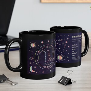 Capricorn Gift, Capricorn Mug, Zodiac Mug, Birthday Gift, Astrology Gifts, Ceramic Mug, Zodiac Cup, Black Mug 11oz