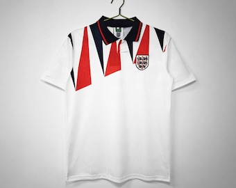 Maillot de football domicile vintage de l'Angleterre 1992 – Maillot rétro de l'Angleterre – Kit classique des Trois Lions style européen – Cadeau pour fan de football